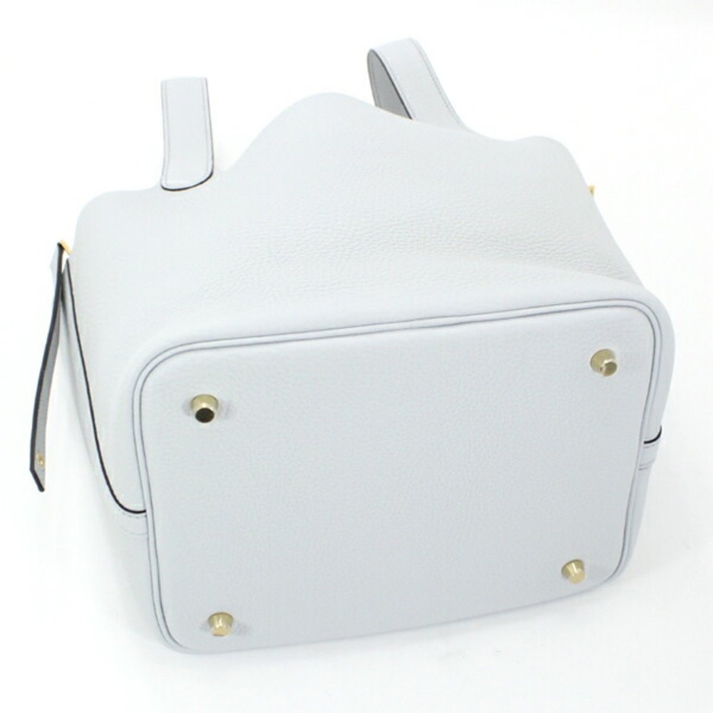 Hermes Picotin Lock MM 22 Handbag Blue Pale Gold Hardware Z Stamp Taurillon C... - Picture 5 of 10